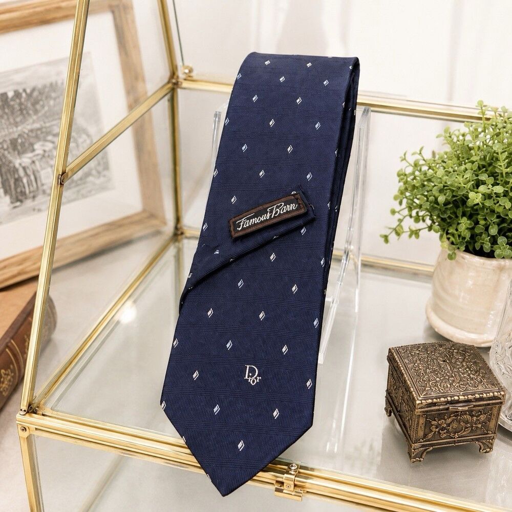 Christian Dior Logo Vtg Tie Poly/Silk Famous-Barr Dept Store 53"x3 1/8" May Co.